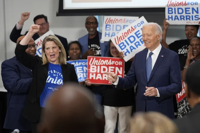 Biden busca el apoyo de líderes sindicales mientras trata de calmar a los preocupados demócratas